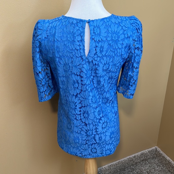Donating 12/1 - Halogen Lace Overlay Short Puff Sleeve Blouse - Picture 3 of 5